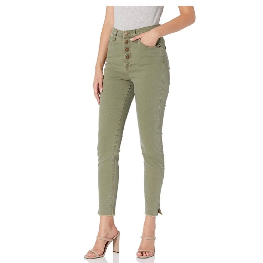 Mud Pie Army Green Button fly Skinny Denim Jeans size Small‎ D30